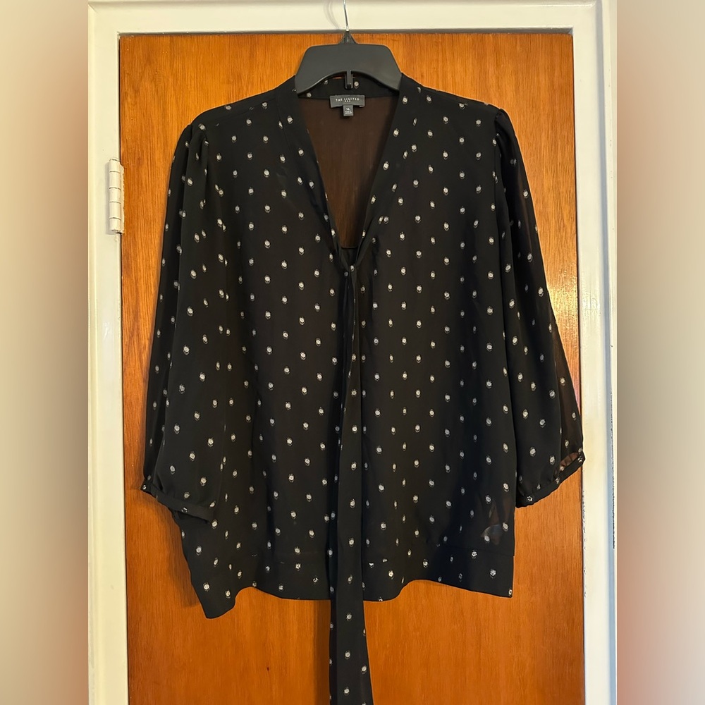 The Limited Black and White Polka Dot Sheer Blouse
